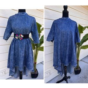Denim high low dress, free size